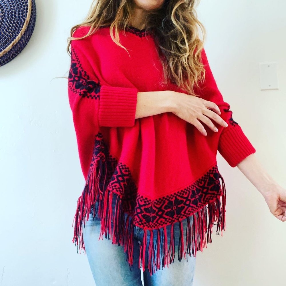 Vintage Fringe Poncho